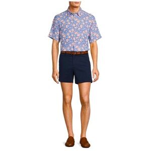 Roundtree & Yorke Casuals Straight Fit Flat Front Washed 5" Chino Shorts